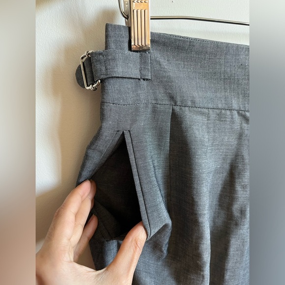 Pringle of Scotland Lightweight Gray Wide-leg Folded Hem Dress Pants size 8 Wool - Picture 7 of 14